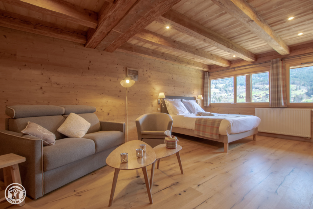 La Ferme d'en haut, Chambre la tête d'Auferrand- Grande chambre pour 2 personnes - Maison d'hôtes Saint-Jean-de-Sixt